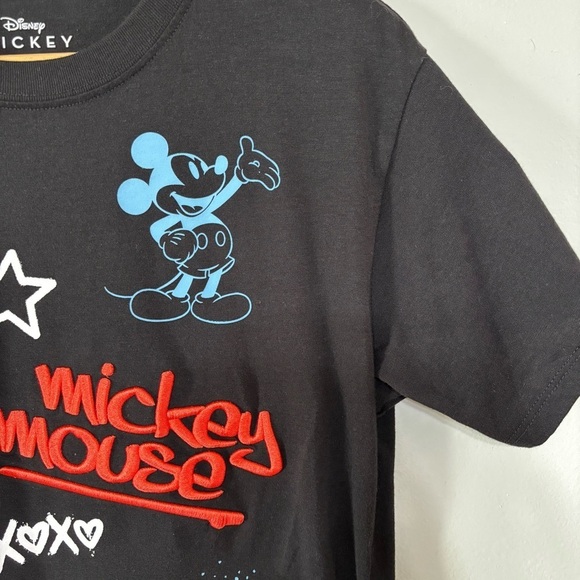Disney Mickey Mouse Black Embroidered Graphic Tee Size Size XS Bloggers Fav - Picture 5 of 6